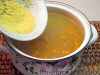 Фото приготовления рецепта: Суп с курицей, лапшой, пшеном и беконом - шаг №12