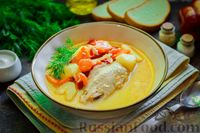 Фото к рецепту: Куриный суп с плавленым сыром и болгарским перцем