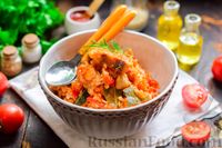 Фото к рецепту: Минтай с овощами и рисом (на сковороде)