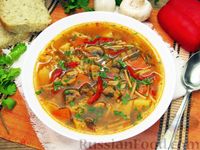 Фото к рецепту: Грибной суп с вермишелью и томатным соком