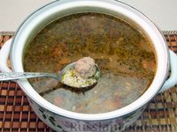 Фото приготовления рецепта: Суп с рисом, мясными фрикадельками и помидорами - шаг №15