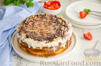 Фото к рецепту: Насыпной пирог с творогом, сметаной, сгущёнкой и шоколадом