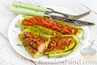 Фото приготовления рецепта: Лодочки из кабачков с сосисками, сыром и зеленью - шаг №13