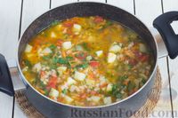 Фото приготовления рецепта: Суп с перловой крупой и свежими огурцами - шаг №13