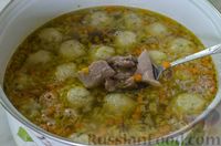 Фото приготовления рецепта: Суп из индейки с кукурузными шариками - шаг №13