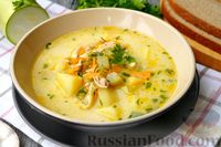 Фото к рецепту: Сырный суп с курицей и кабачками