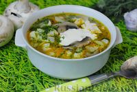 Фото к рецепту: Суп с куриным филе, шампиньонами и цветной капустой