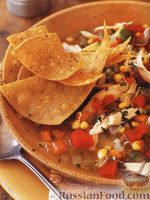 Фото к рецепту: Суп овощной с куриным мясом и кукурузой