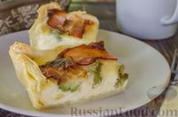 Фото к рецепту: Киш с брокколи в яично-сырной заливке и с запечённым беконом