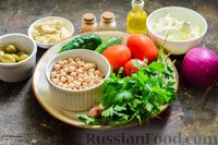 Фото приготовления рецепта: Холодный суп-пюре из нута с овощами, оливками, кунжутной пастой и фетой - шаг №1
