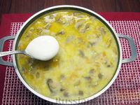 Фото приготовления рецепта: Сырный суп с шампиньонами - шаг №13