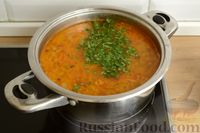 Фото приготовления рецепта: Куриный суп с помидорами и рисом - шаг №16