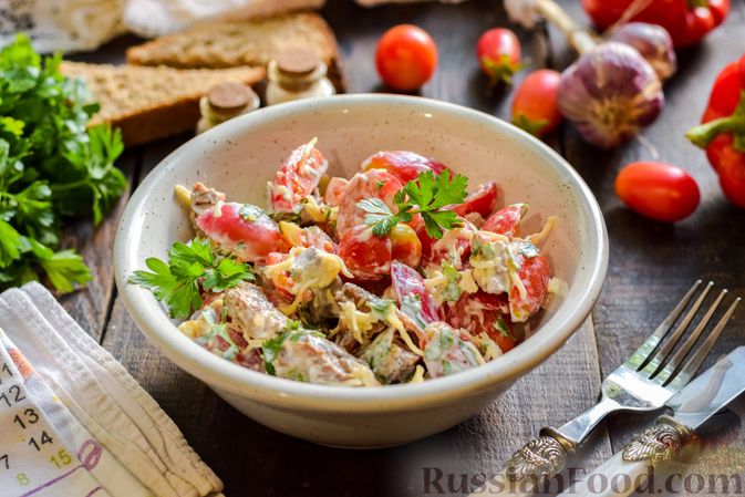 Ингредиенты для «Салат с говядиной, помидорами и сыром»: