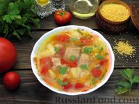 Фото к рецепту: Суп из свинины с пшеном и помидорами