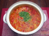 Фото приготовления рецепта: Суп из свинины с пшеном и помидорами - шаг №17