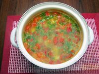 Фото приготовления рецепта: Суп из свинины с пшеном и помидорами - шаг №18