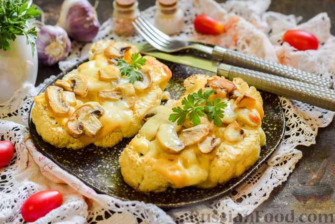 Цветная капуста с грибами на сковороде — рецепт с фото пошагово