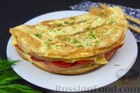 Фото приготовления рецепта: Хлебный омлет с ветчиной, помидорами и сыром - шаг №15