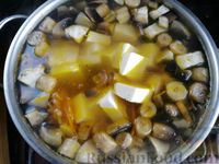 Фото приготовления рецепта: Сырный суп с тыквой и шампиньонами - шаг №9