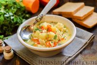 Фото к рецепту: Овощной суп из тыквы и цветной капусты с сырно-яичной заправкой