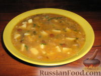 Фото к рецепту: Суп грибной с чечевицей