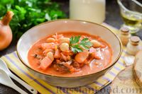 Фото к рецепту: Свекольный суп с шампиньонами и фасолью