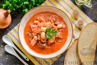 Фото приготовления рецепта: Свекольный суп с шампиньонами и фасолью - шаг №17
