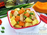 Фото к рецепту: Рагу с курицей, картофелем и тыквой