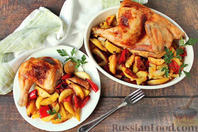 Крошка-картошка с курицей и болгарским перцем
