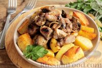 Фото к рецепту: Запечённая свинина с картофелем и грибами (в рукаве)