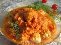 Фото к рецепту: Рыбные тефтельки в томатном соусе
