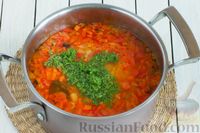 Фото приготовления рецепта: Чечевичный суп с овощами и томатной пастой - шаг №7