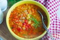 Фото приготовления рецепта: Чечевичный суп с овощами и томатной пастой - шаг №8