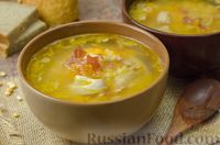 Фото к рецепту: Гороховый суп с копчёной грудинкой и курицей