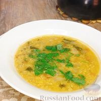 Фото к рецепту: Суп из красной чечевицы с помидорами