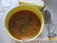 Фото к рецепту: Острый суп харчо с говядиной