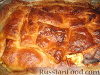 Фото к рецепту: Пирог с ветчиной, сыром и творогом
