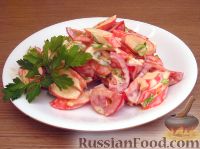 Фото к рецепту: Острый салат с крабовыми палочками