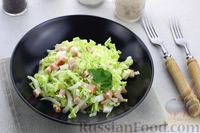 Фото к рецепту: Салат с пекинской капустой, ветчиной и сыром сулугуни