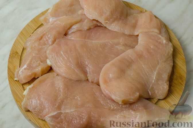 Рецепт: Куриная грудка "под шубой", в духовке на RussianFood.com