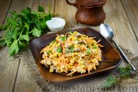 Фото приготовления рецепта: Салат с куриными сердечками, рисом, кукурузой и корейской морковью - шаг №8