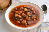 Фото к рецепту: Томатный суп с курицей и стручковой фасолью