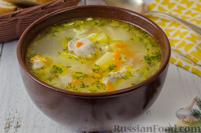 Суп с жареной вермишелью и яйцами