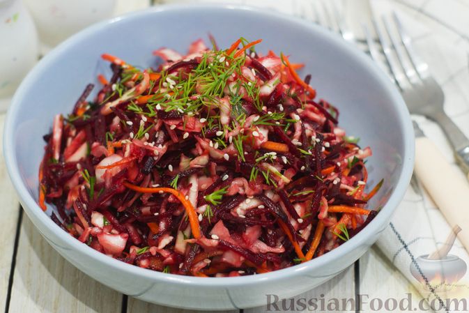 Салат из капусты, моркови и свеклы (сырой) - простой рецепт