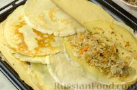 Фото приготовления рецепта: Кулебяка с куриными сердечками, капустой, гречкой и грибами - шаг №40