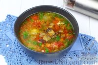 Фото к рецепту: Суп с кускусом, беконом и помидорами
