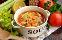 Фото к рецепту: Куриный суп с нутом и томатами