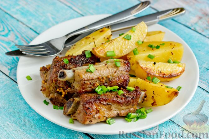 Бараньи ребра в духовке с картошкой: пошаговый рецепт