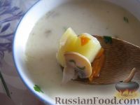 Фото приготовления рецепта: Сырный суп с грибами - шаг №12