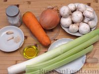 Фото приготовления рецепта: Грибной суп с морковной "лапшой" и луком-пореем - шаг №1